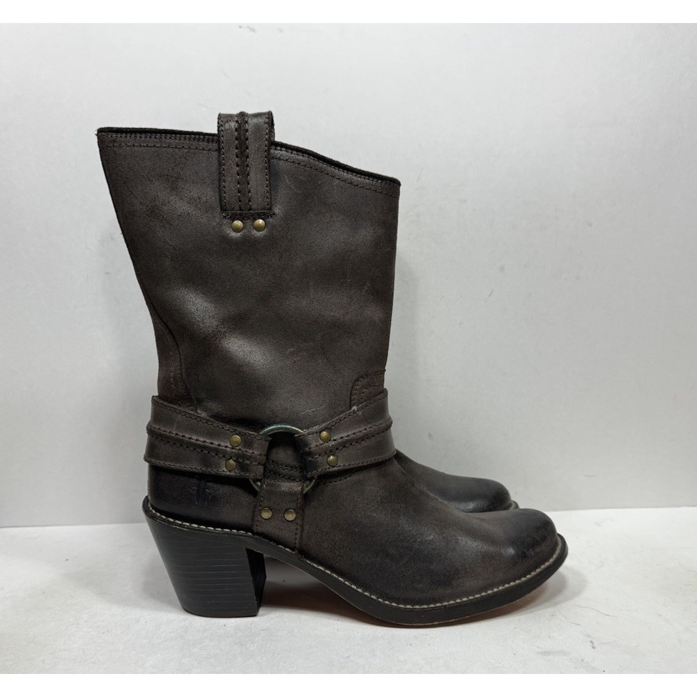 Frye Carmen Harness Brown Leather Western Boot Women's Size 10 B 77374